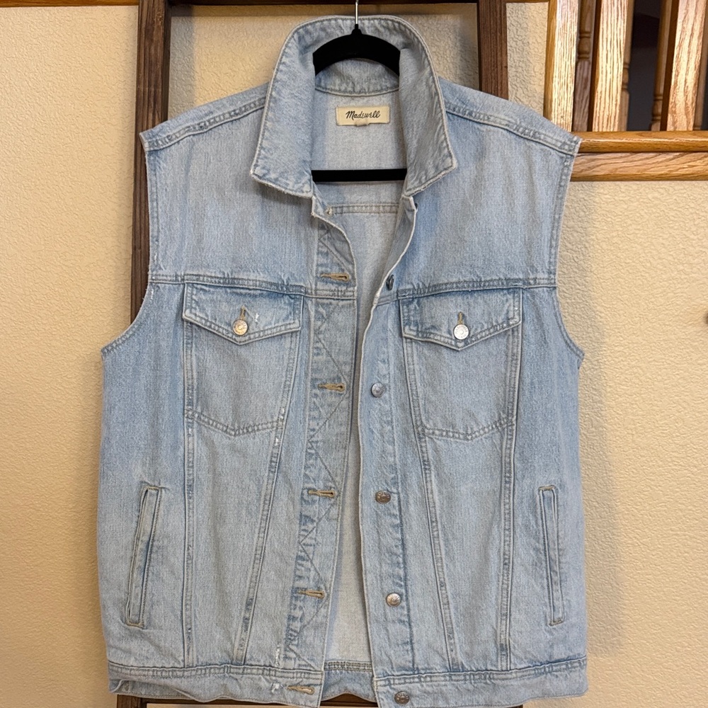 Madewell Light Blue Oversized Denim Vest